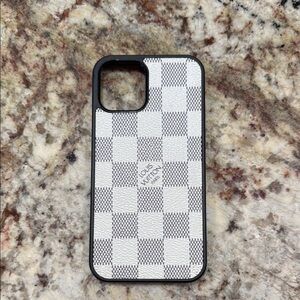 Louis Vuitton Checkered Phone Case - Black and White
